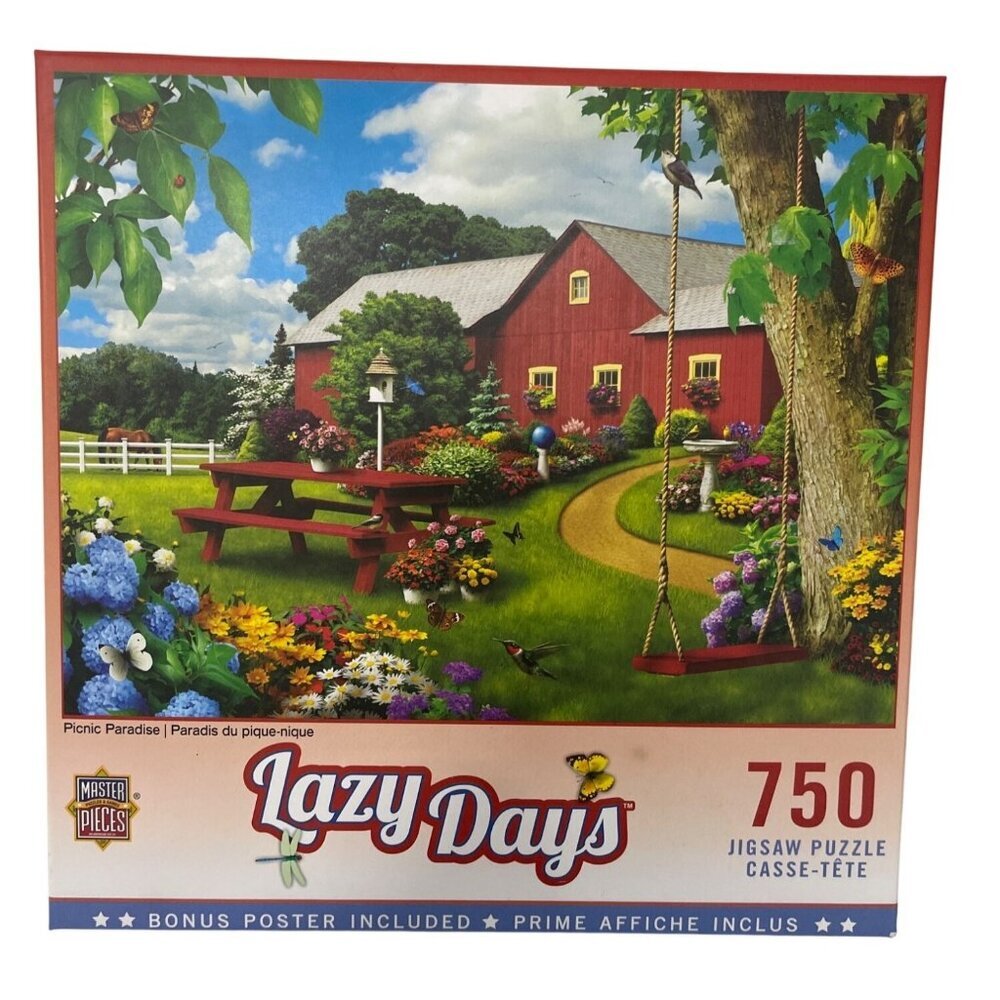 Lazy Days 750-Piece Jigsaw Puzzle Picnic Paradise Scene By MasterPieces‎